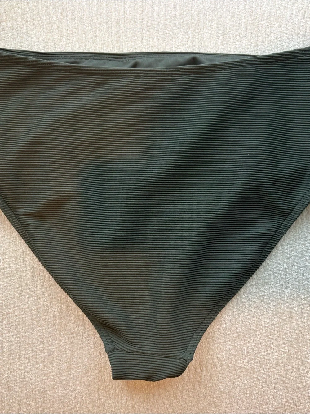 Lands’ End Olive Ribbed High Waist Bikini Bottoms Women’s Size 14